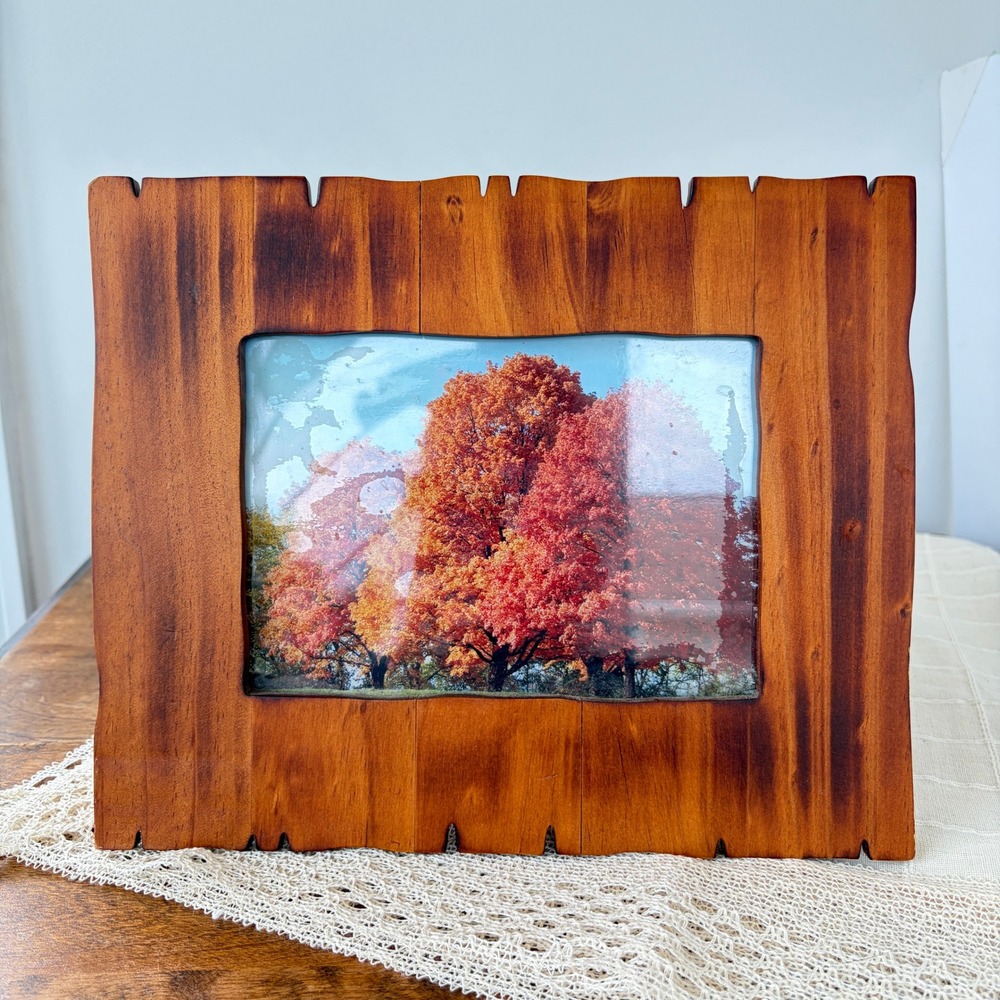 Rustic Live Edge Wood Picture Frame 5x7 Tabletop Wall Mount Cabin Decor Brown‎